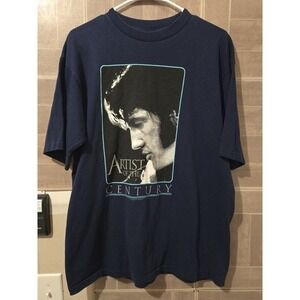 Vintage 90s Elvis Presley Artist of the Century Navy Blue Shirt‎ Size Large